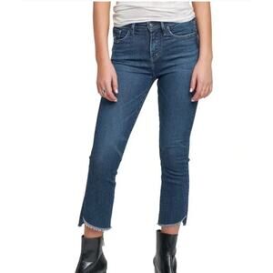 Silver Jeans Womens‎ 27 Blue Fleet Kick Crop Denim Raw Hem High Rise Cotton